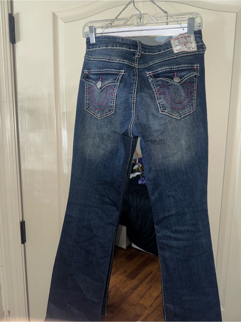 Women’s True Religion Bootcut Jeans with Pink Stitching